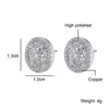 Stud Hip Hop 1Pair Zircon Micro Pavimentado Leão Iced Out Strass CZ Pedra Rodada Bling Brinco Brincos De Cobre Para Homens Jóias 231016