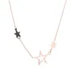 Hanger Kettingen Roestvrij Staal Leuke Rose Goud Kleur Ster Ketting Cool Zwart Pentagram Voor Vrouwen Vriend Gift