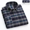 Camisas casuais masculinas plus size 8xl algodão lixar manga comprida para homens camisa xadrez tops roupas de bolso único itens