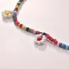Pendentif Colliers Mode Coloré Fleur Collier Pour Femmes Bohème Simple Perles De Riz Ras Du Cou Personnalisé Plage Bijoux Cadeau