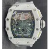 Mens Luxury Mechaical Richardmill Orologi da polso Orologi da polso Rm11-03 Bianco Moissanite Diamante Taglio rotondo Automatico Mens di lusso V4A0