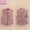 Gilet hiver 3 4 5 6 8 10 12 ans filles gilet enfants gilets lettre tout match fermeture éclair épaissir coton rembourré gilets pour fille 231016