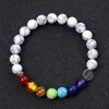 8mm Black white Stone Beads Bracelet 7 Chakra Tree of life Charms Strand Energy Jewelry for Women Men Jewelry Gift