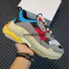 Triple S Sneakers para Homens Mulheres Designer Sapatos 17FW Paris Luxo Preto Branco Bege Teal Azul Criado Vermelho Rosa Mens Treinadores Clear Sole Running Platform Tênis Tamanho Grande 45