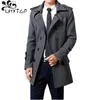 Men's Wool Blends UHYTGF Autumn Winter Solid Trench Coats Men Coat Fashion Double breasted Windbreaker Jacket With Belt Lapel Overcoat Parka 906L231017