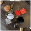 Nyckelringar Key Rings Pompom Leather Bag Keychains Coin Purses Chains Holder Fashion Pu Pouches Pendant Keyrings Trinkets Söta kvinnor Po Dhnvx