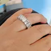 Anéis de casamento feitos à mão da marca Choucong joias de luxo 925 prata esterlina deslumbrante corte esmeralda 5A zircão cúbico CZ diamante festa eternidade feminino anel de noiva presente