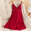 Vêtements de nuit pour femmes Robe Chemise de nuit Satin Vêtements de nuit Chemise de nuit Homewear Lingerie Femme Dentelle Robe Sexy Chemise Été Femmes Dressing