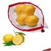 Förvaringspåsar kvalitet 12 st återanvändbart nät producerar dubbel sömnad dstring väska för livsmedelsbutik frukt grönsak droppleverans hemföravavavavavavor dharl