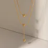 Kettingen met hanger 18K verguld Chic Dubbellaags roestvrij staal Aanslagbestendig titanium Transfer Ball-ketting Damesmode-sieraden