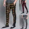 Pantalons pour hommes Mode Casual Street Wear Plaid Slim Cool Pantalon avec 3 couleurs Streetwear japonais Style276m