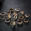 15 PCS Pack Antique Midi Finger Ring Set For Women Bohemian Gold Color Stone Vintage Punk Rings Fashion Party Boho Jewelry Gifts X303L