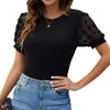 Mulheres Camisetas Mulheres Elegantes Roupas Crop Tops Verão 2023 Camisetas Kawaii Vintage Escritório Senhoras Manga Curta Tees Jovens Meninas Streetwear