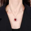 Pendant Necklaces EYIKA Retro Cushion Cut Fusion Crystal Zircon Flower Necklace Shiny Pink Red Sky Blue Stone Colar Wedding Bridal Jewelry