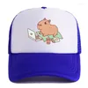 Ball Caps Anime Capybaras Mesh Baseball Cap Regulowany Snapback Hats HARAJUKU Streetwear Tato dla kobiet mężczyzn Hip Hop Trucker