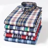 Camisas casuais masculinas algodão xadrez manga longa homens outono primavera moda clássica verificado homem macio roupas negócios