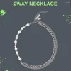 Link-Armbänder 2023 Koreanische Welle E-Gruppe 2-Wege-Halskette Perlenarmband Edelstahl Damenschmuck Modeaccessoires Geschenk