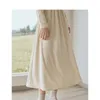 Casual Dresses Inman Women Corduroy Dress 2023 Winter Long Sleeve High Collar A-Shape Elastic Woolen Fabric Elegant Apricot Coffee Black