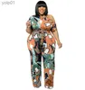 Dames Jumpsuits Rompertjes Casual Zomerkleding Plus Size Jumpsuit Dames Mode Gedrukt Sexy Slash Hals Romper met Sjerpen Wolesale DropshippingL231017