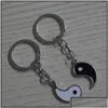 Schlüsselanhänger Lanyards Schlüsselanhänger Modeaccessoires Vintage chinesische Elemente von Yin Yang Taiji Bagua Paar Schlüsselanhänger für Schlüssel Autoschlüssel R Dhrpt