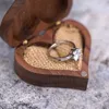 Jewelry Pouches Heart Walnut Wood Ring Box Proposal Engagement Holder Wooden A0NF
