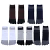 Men's Socks Comfortable Breathable Five Finger Middle Tube Classical Stripe Hosiery Man Casual Sport Antibacterial Short Stocking