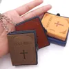 Religious Jewelry Cross Pendant Mini Leather Small Bible Pendant Keychain1860