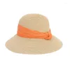 Berets Fashion Women'S Cap Summer Hat Straw Beach Dome Sun Hats Paper Visor Luxry Ladies Caps WIth Ribbon 6 Colors