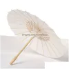 Umbrellas 100Pcs White Bamboo Paper Umbrella Parasol Dancing Wedding Bridal Party Decor Parasols Drop Delivery Home Garden Homefavor Dhh4Z