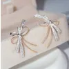 Bownot Lab Diamond Stud Earring 925 스털링 실버 보석 약혼 결혼식 이어링 여성 신부 파티 선물