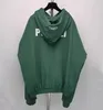 Men VTM Green Printed Plush Loose Fitting Hoodie Letter Hooded Sweater Jacket Hoodies Sweater Loose Casual Top Casual Pullover
