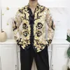 High Street Luxury Royal Gold Printed Shirt Men Long Sleeve Floral Baroque Designer Shirt Men Vintage Party Banquet Souvenir X06113153