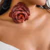 Choker Retro Elegant Gothic Big Rose Flower Clavicle Chain Necklace For Women Wed Bridal Adjustable Belt Y2K Jewelry Accessories