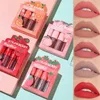 Lipstick 4pcsset Velvet Matte Lip Gloss płynna szminka Wodoodporna Długo trwała nagi makijaż warg Kobiety Czerwony Lip Cosmetics 231016