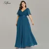 Abiti taglie forti per le donne 4xl 5xl 6xl New Beach Abito lungo estivo Elegante scollo a V in chiffon Abito da festa Night Robe Longue Boheme Y2244k