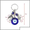 Porte-clés longes porte-clés accessoires de mode 2021 turc mauvais œil chanceux bleu Fatima main charme bibelot porte-clés Vintage Keyrin Dht70