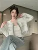 Jaquetas femininas moda coreano chique vintage tweed franjas jaqueta casaco feminino outono listrado casacos com borla senhora do escritório outwear