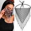 Andra modetillbehör Crystal Masquerade Mask Women Party Jewelry Fishing Net Metal Tassle Shining Face 231016