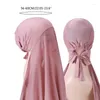 Foulards Perle Solide Couleur Heavy Hijab avec Bonnet Corde Élastique Utilisation Gratuite Style Châles Voile Pour Couvre-tête