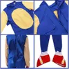 Costume à thème Combinaison de cosplay pour enfants Anime Lighing Speed Sonic le hérisson Costume avec gants blancs Cadeau Costumes d'Halloween pour enfants