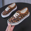 Sneakers Autumn Canvas Shoes Leopard Sneakers Children Classical Lace Up Shoes Big Kid Sport Shoe School Shoes for Teen Girls E06235 231017