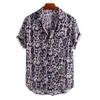 Nieuwe Mode Hoge Kwaliteit Mannen Zomer Korte Mouw Luipaard Print Knop Revers Shirt Losse Blouse Streetwear Heren Vintage shirt237n