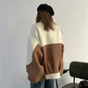 Damenjacken Frühling Frauen Lose Reißverschluss Spleißen Farblich Passende Baseballjacke Streetwear Casual Stehkragen Langarm Bomber