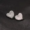 Серьги-кольца Huggie Uwin Heart Full Iced Out, минималистичные серьги-болты, Bling, микро-асфальтированный кубический циркон, модные ювелирные изделия, подарок 231016