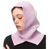 Berets American Retro Hem Slit Knitted Balaclava Hat Autumn And Winter Ins Korean Fashion Warm Neck Protection Pullover Women's Caps