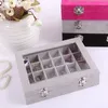 Jewelry Pouches 24 Grids Black Rose Red Velvet Box Rings Earrings Necklaces Makeup Holder Case Organizer Women Jewelery Storage #86003