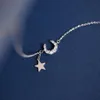 Medaglioni Squisito Flash Diamond Moon Star Nappa Cute Clavicola Catena 925 Pendenti in argento sterling per le donne Regalo di compleanno Fine Jew287d