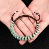 Natural Emerald Safety Clasp Rope Ice Light Green Jade Hand Woven Bracelet Women's Style Jewelry