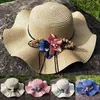 Chapéus de aba larga feminino chapéu de sol flor ao ar livre grande protetor solar praia