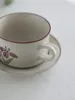 Coffewareセット360mlビンテージの手描きのコーヒーカップとソーサーセラミックラテライト高級ホームブレックファーストマグスナックプレートギフト